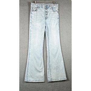American Eagle Super Hi-Rise Flare Jeans Light Wash Womens 14 Boho hippie retro